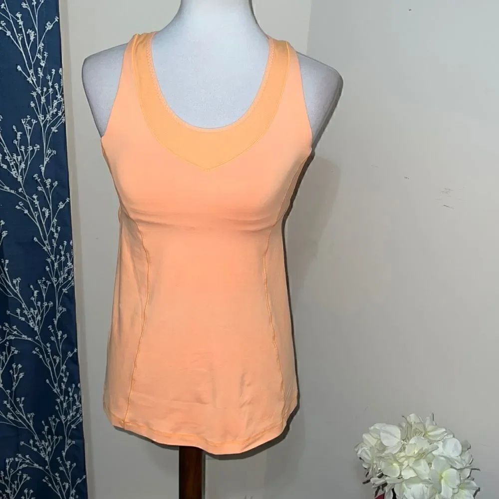 Lululemon Tone It Tank Creamsicle Pop Mesh Panels Pockets sz 6